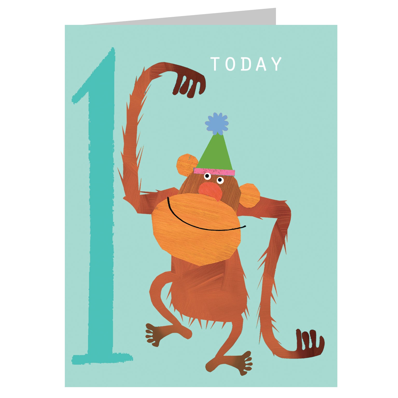 NTW01 mini orangutan 1st birthday card