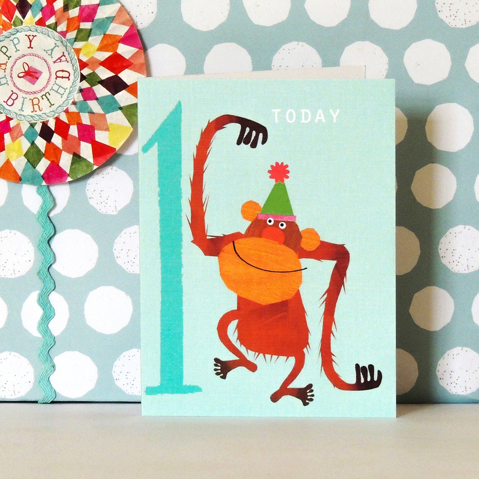 NTW01 mini orangutan 1st birthday card