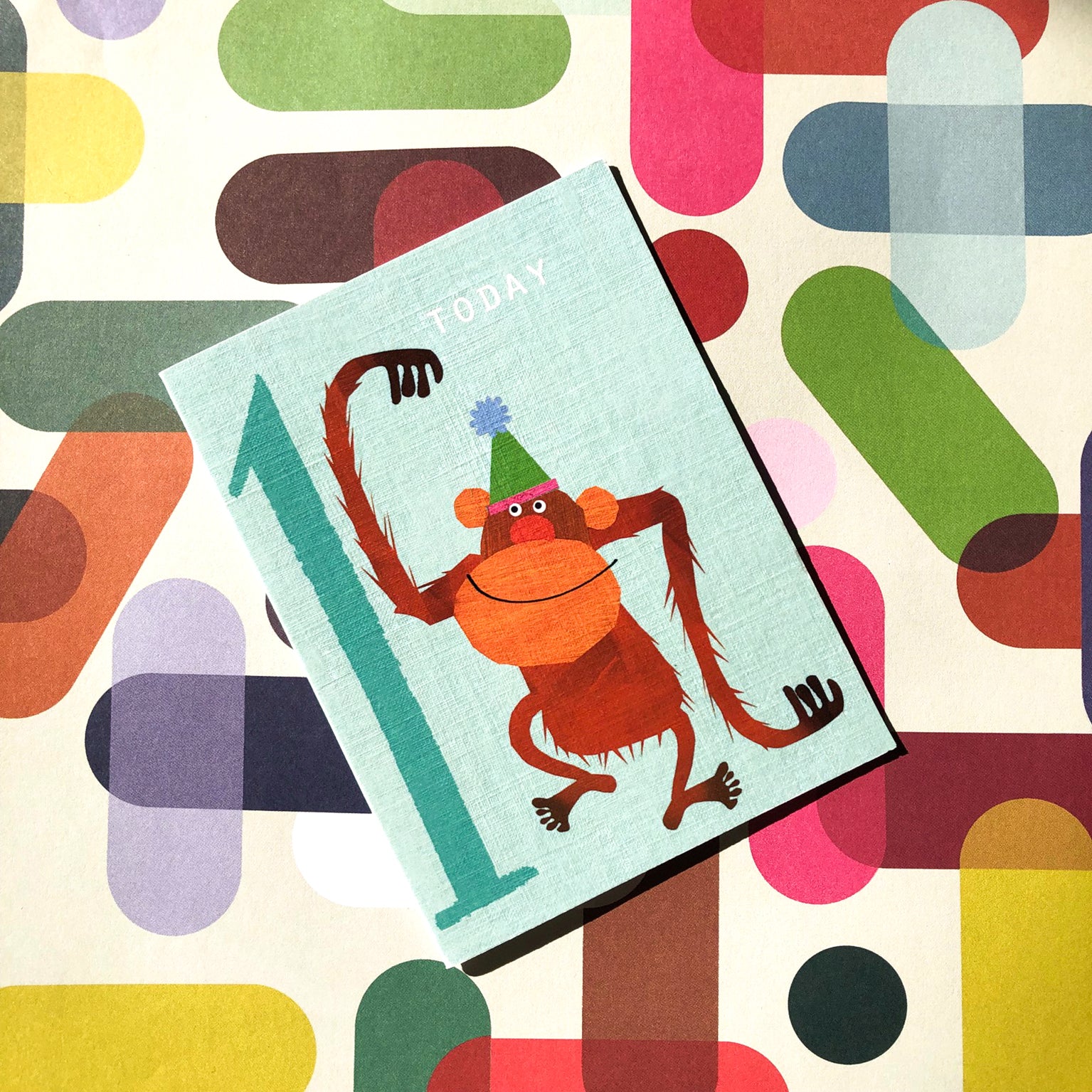 NTW01 mini orangutan 1st birthday card