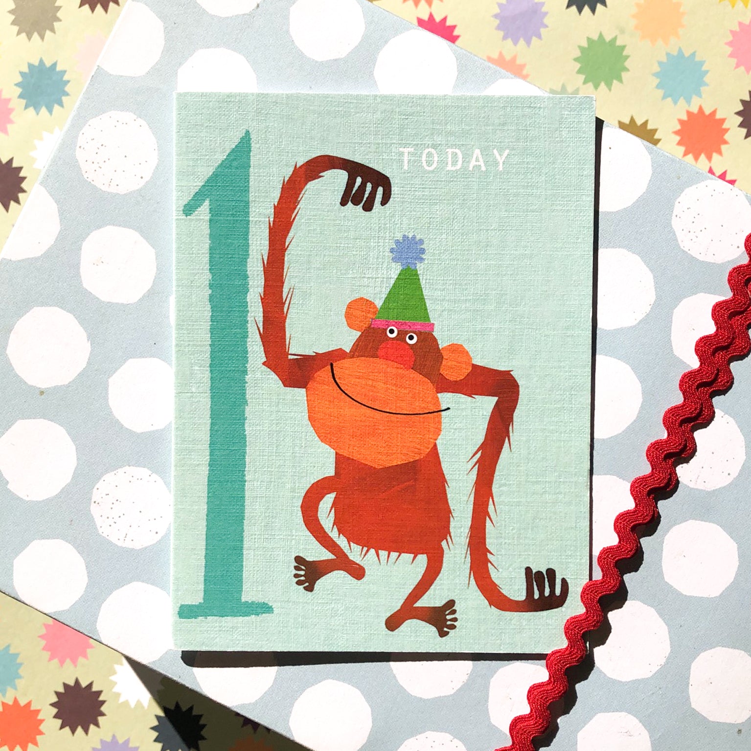 NTW01 mini orangutan 1st birthday card