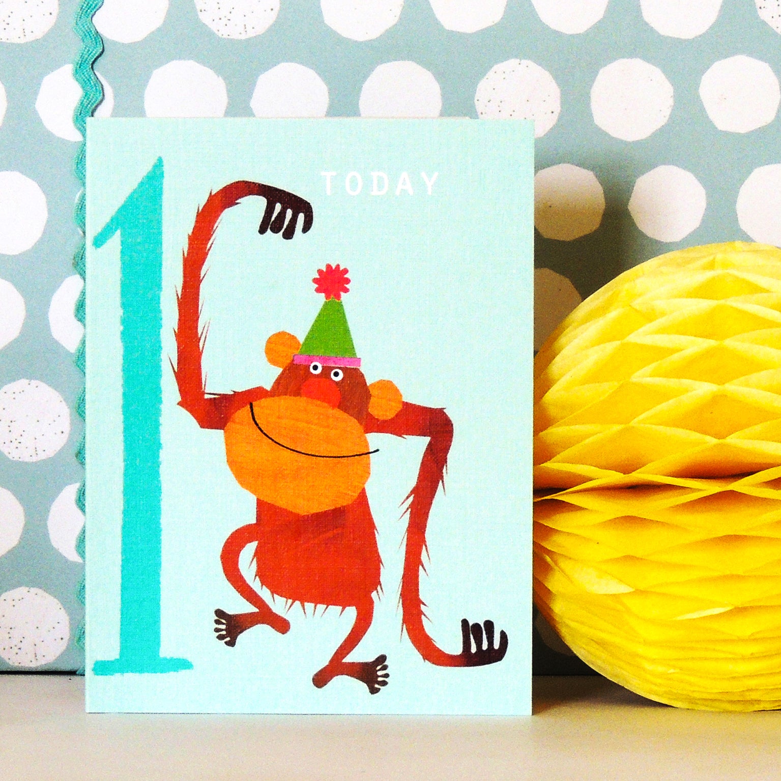 NTW01 mini orangutan 1st birthday card