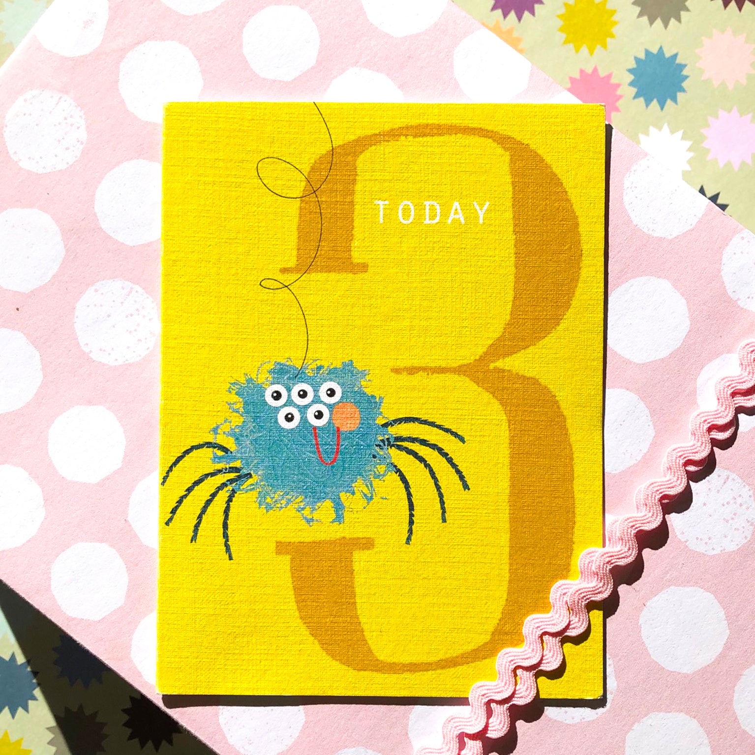 NTW03 mini speedy spider 3rd birthday card