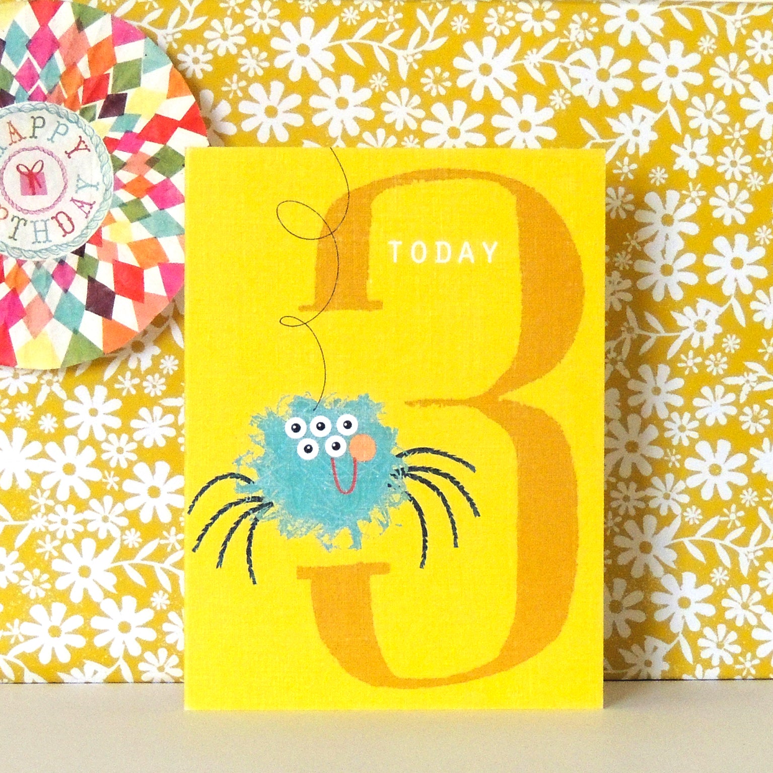 NTW03 mini speedy spider 3rd birthday card