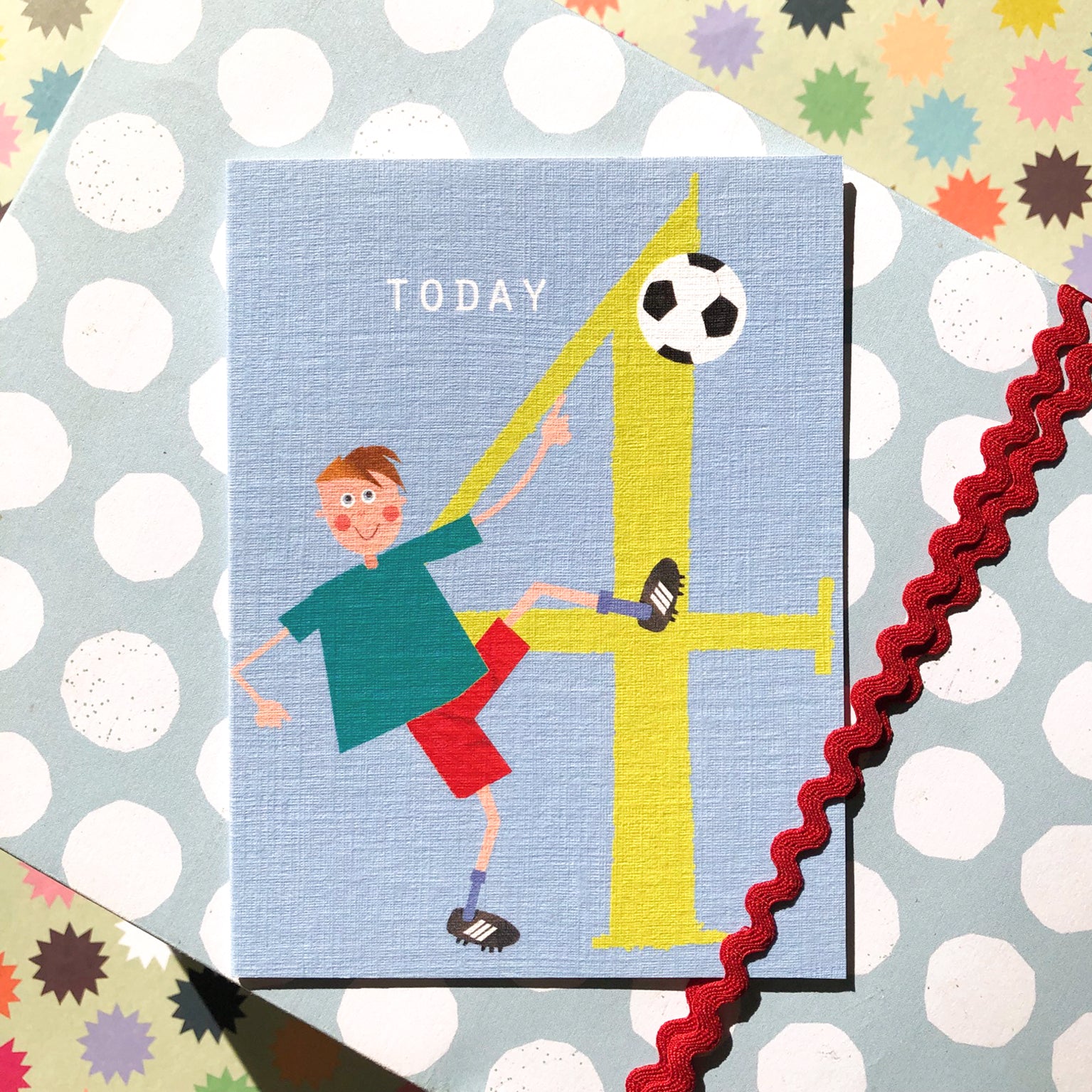 NTW04 mini football 4th birthday card