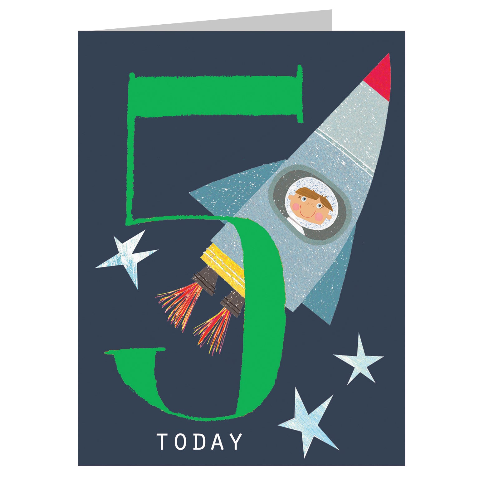 NTW05 mini rocket 5th birthday card