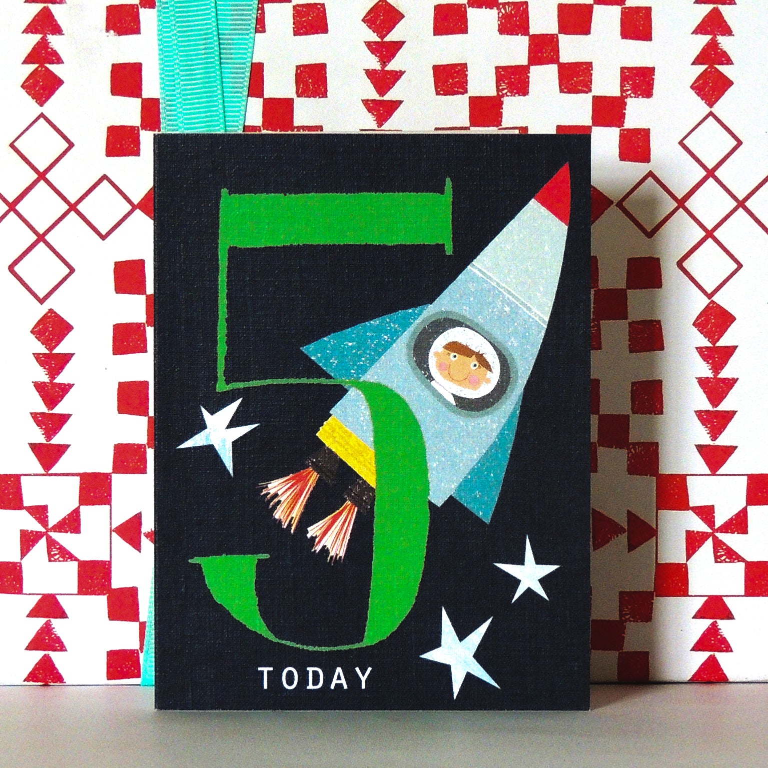 NTW05 mini rocket 5th birthday card