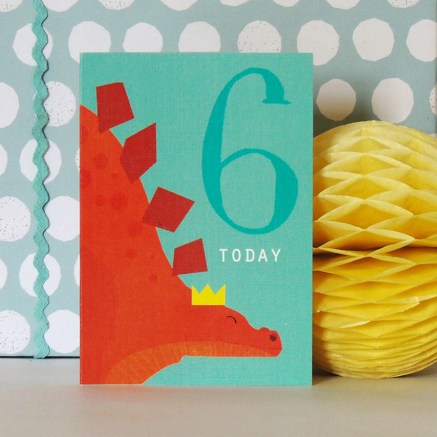 NTW06 mini stegosaurus 6th birthday card