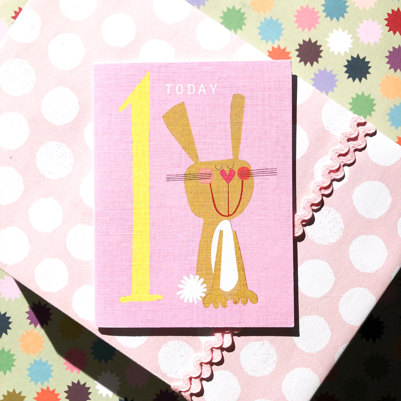 NTW07 mini bunny 1st birthday card