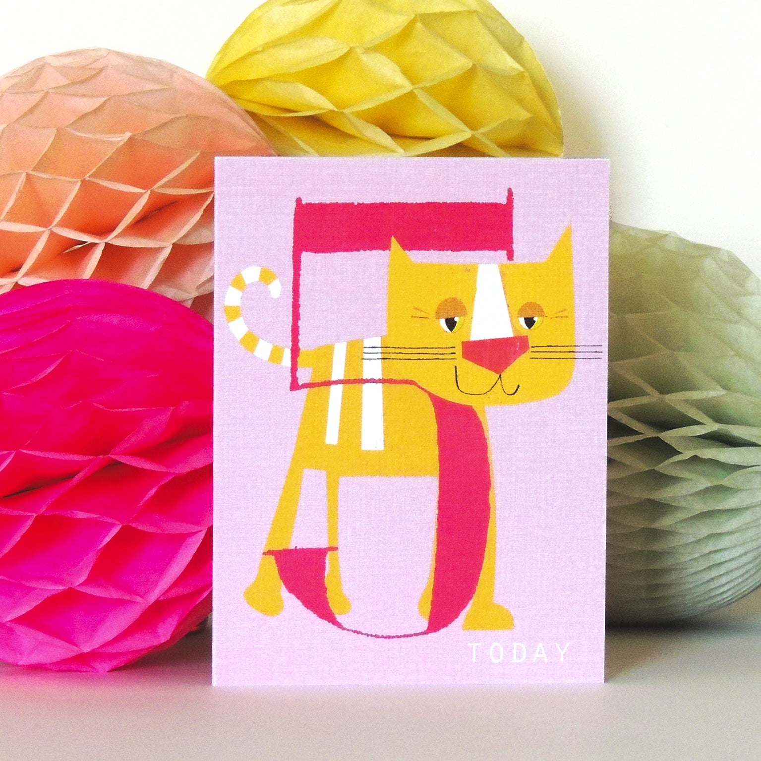 NTW11 mini happy cat 5th birthday card