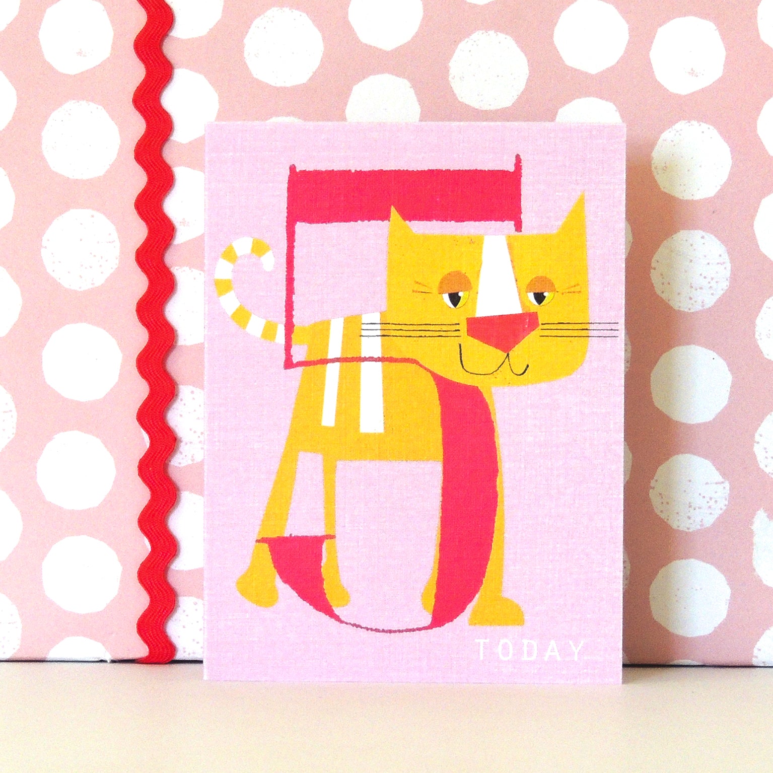 NTW11 mini happy cat 5th birthday card