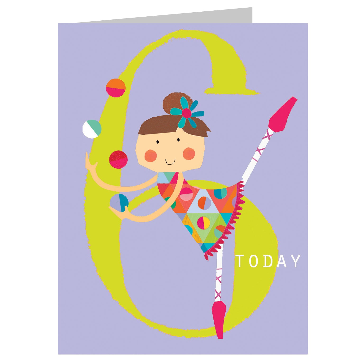 NTW12 mini circus girl 6th birthday card