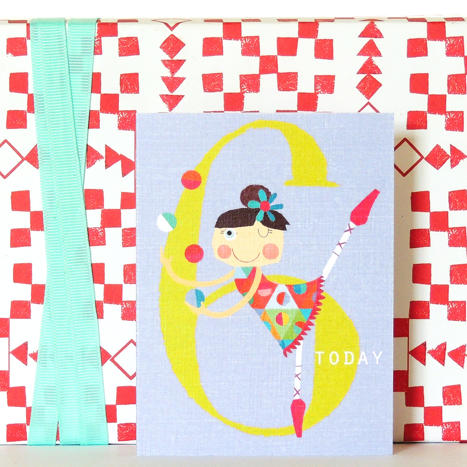 NTW12 mini circus girl 6th birthday card