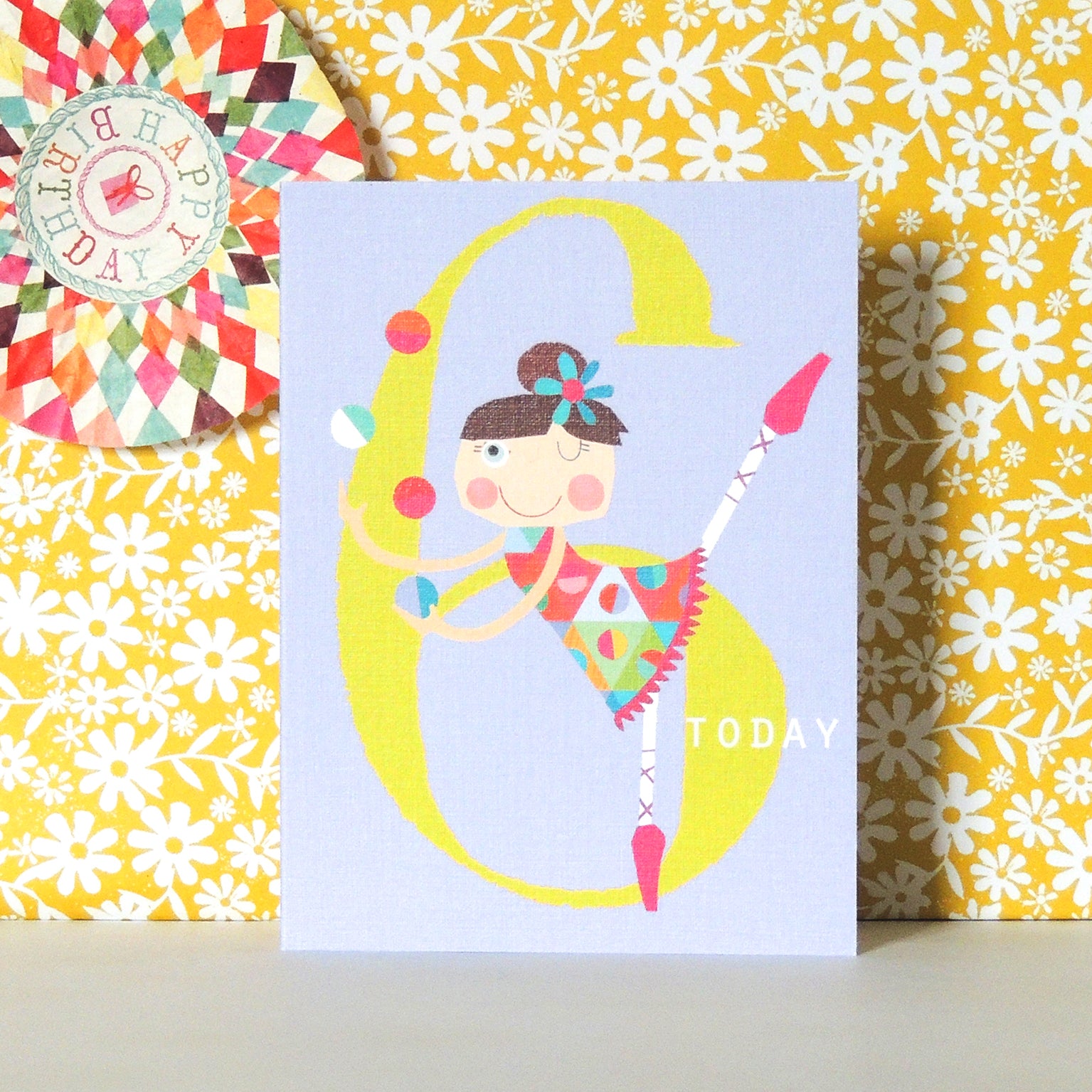 NTW12 mini circus girl 6th birthday card