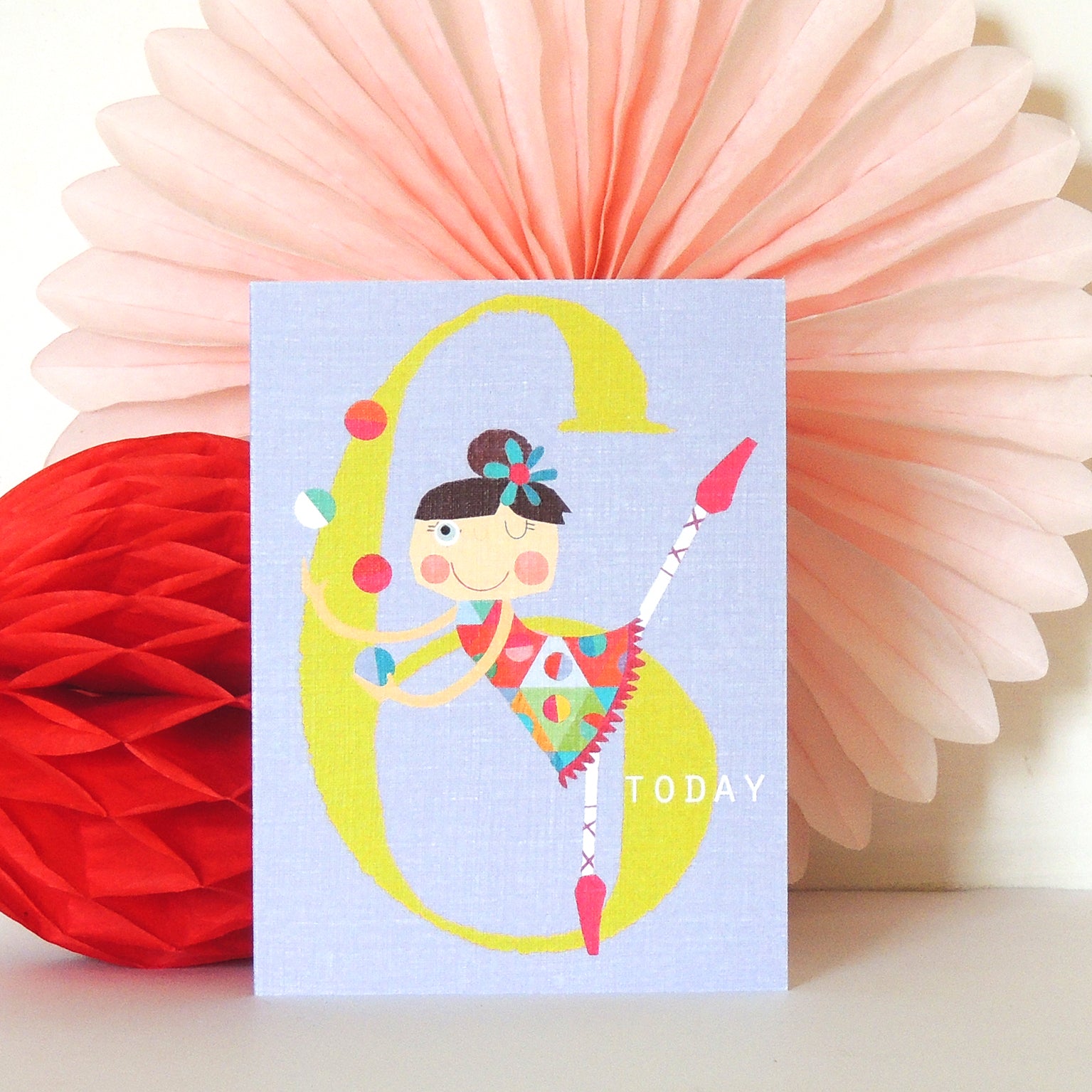 NTW12 mini circus girl 6th birthday card