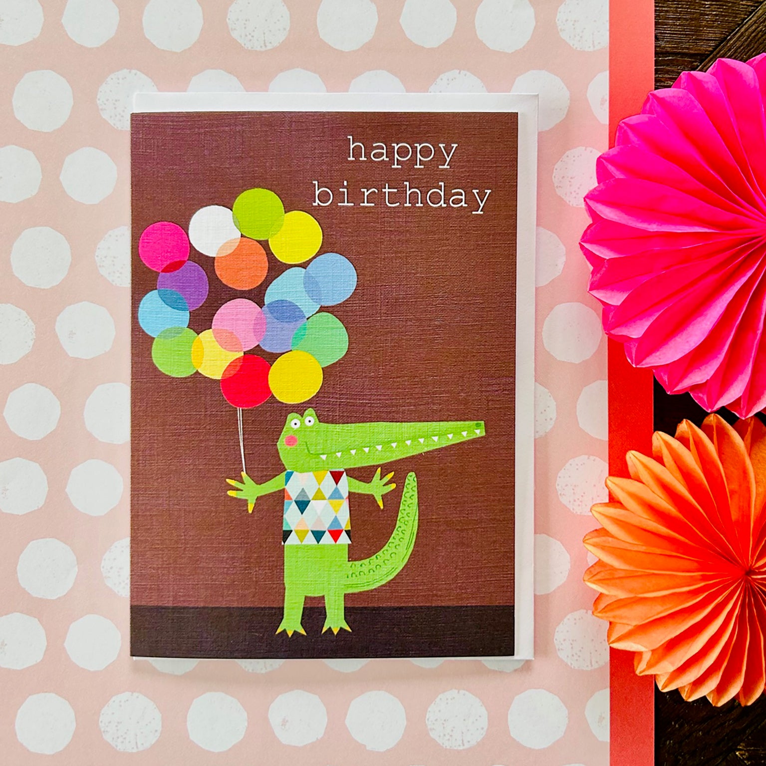 PA01 crocodile happy birthday card