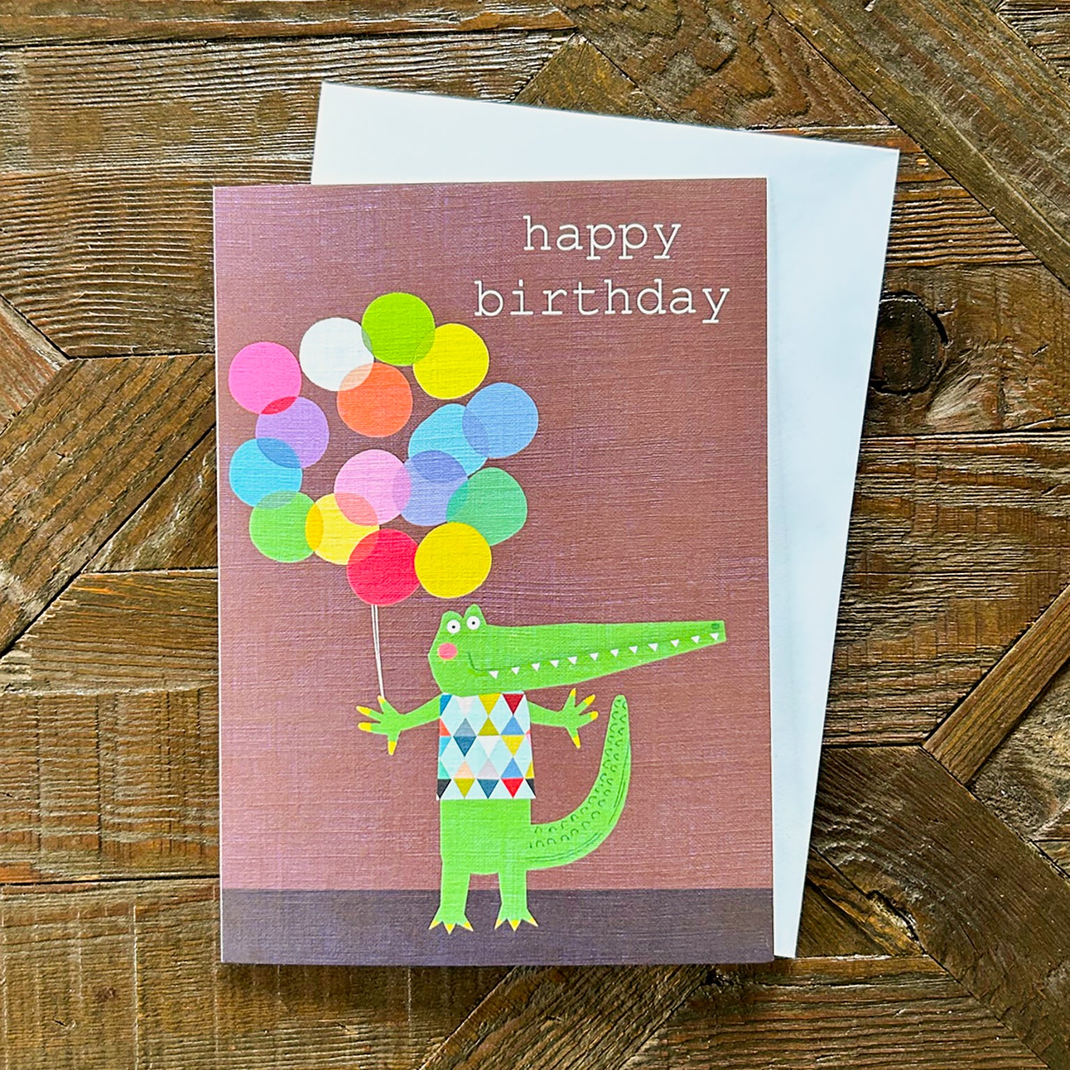 PA01 crocodile happy birthday card