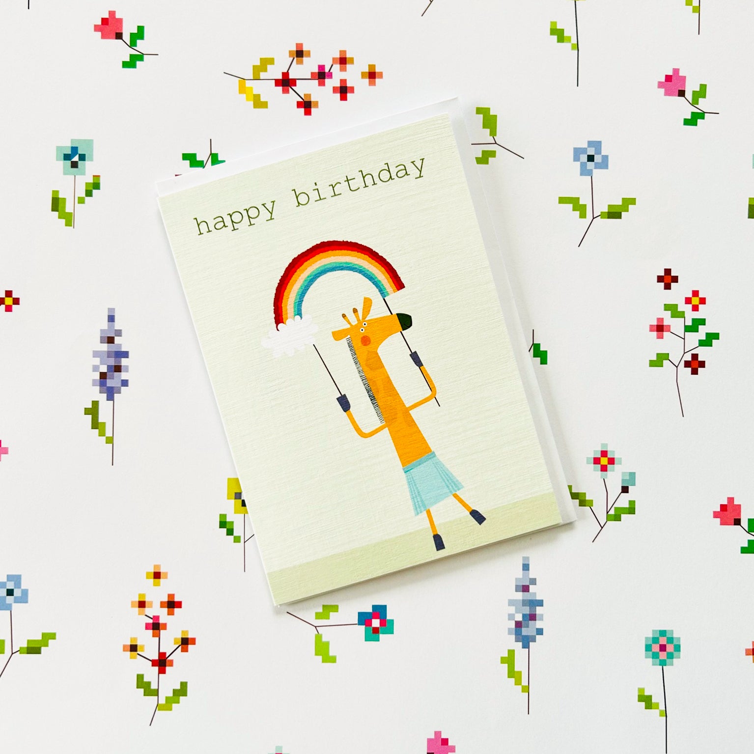 PA02 giraffe happy birthday card
