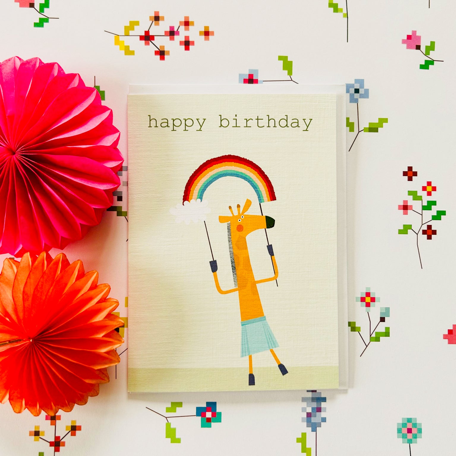 PA02 giraffe happy birthday card