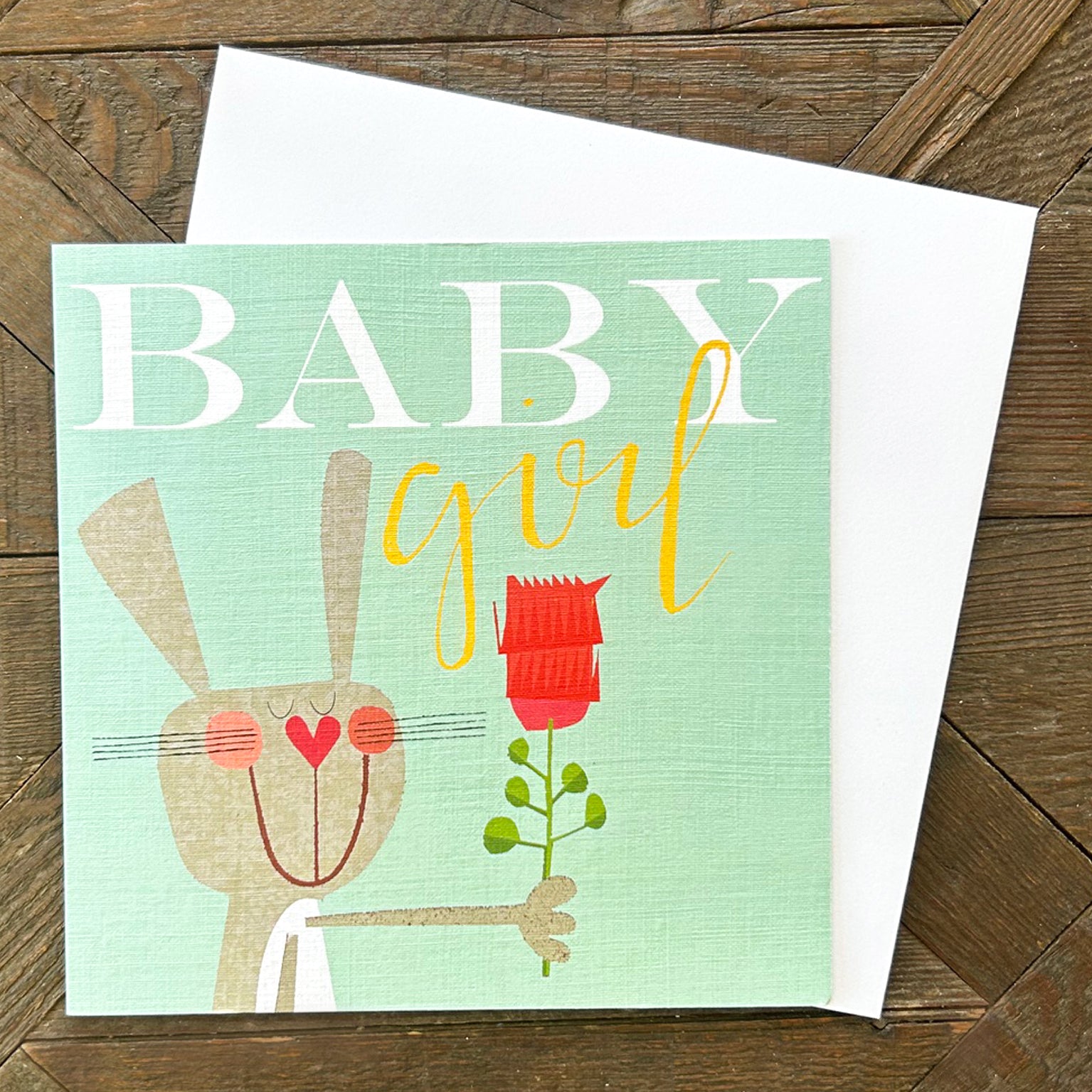 PG05 Baby Girl Rabbit & Clover Card