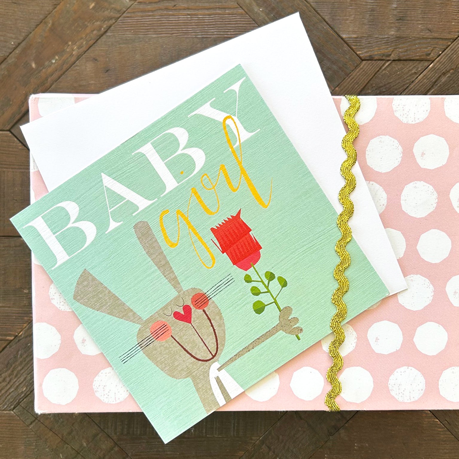 PG05 Baby Girl Rabbit & Clover Card