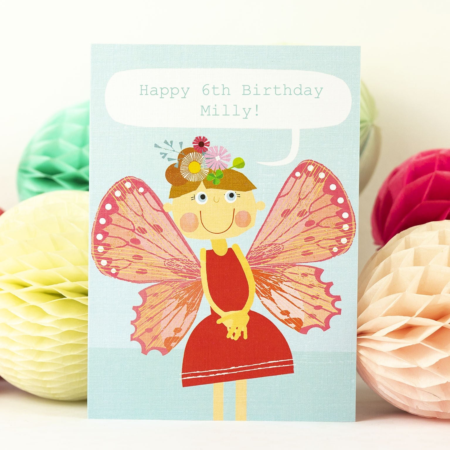 PL03 personalised butterfly girl card