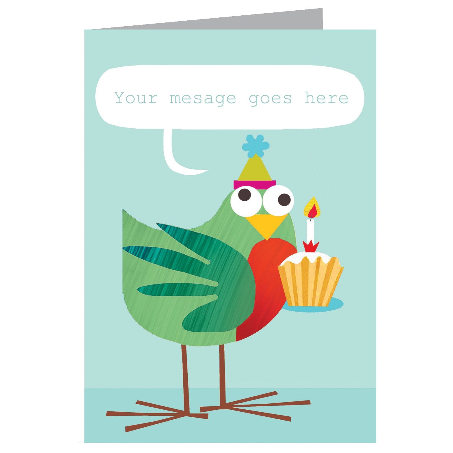 PL08 personalised bird with a fairy cake card