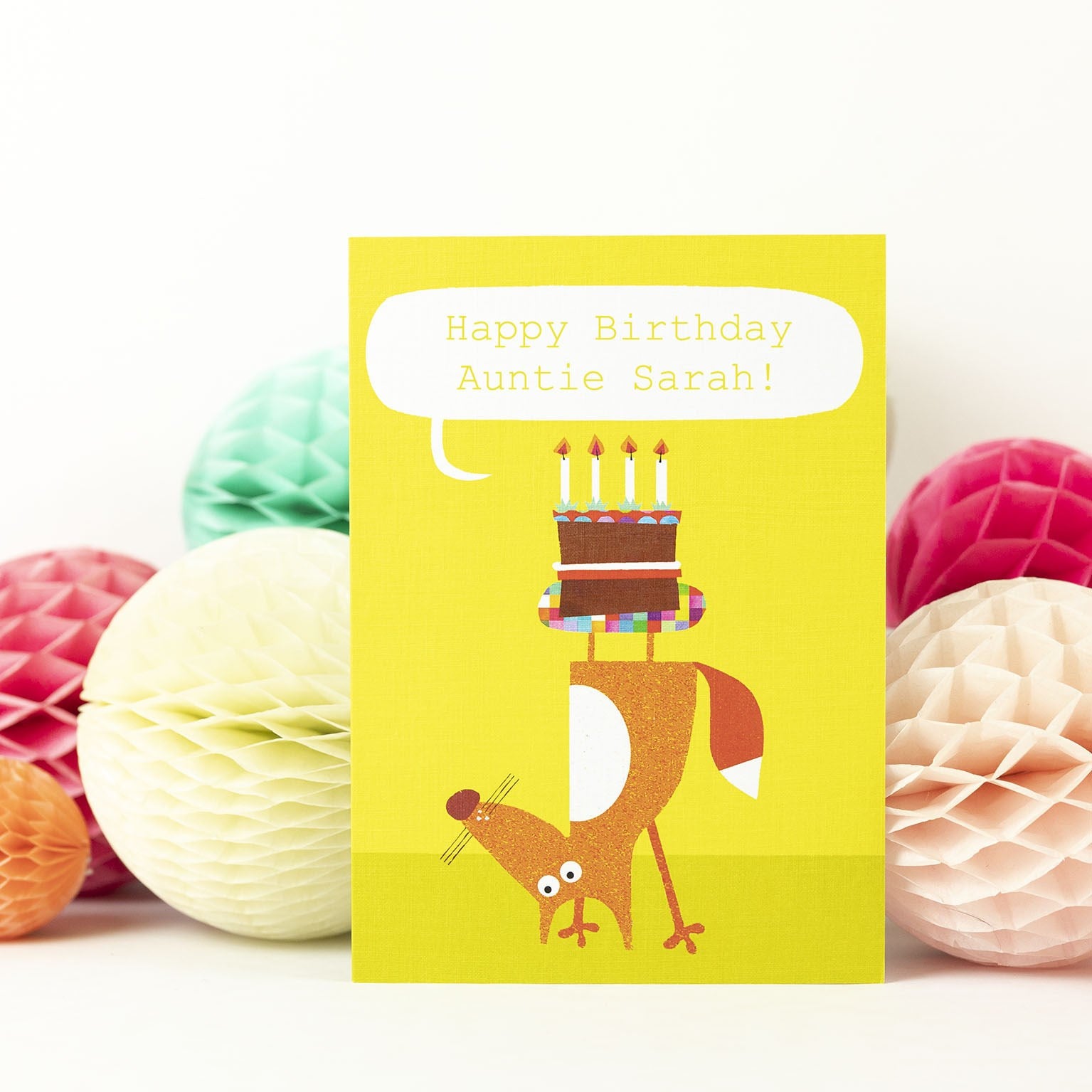 PL12 personalised topsy turvy fox card