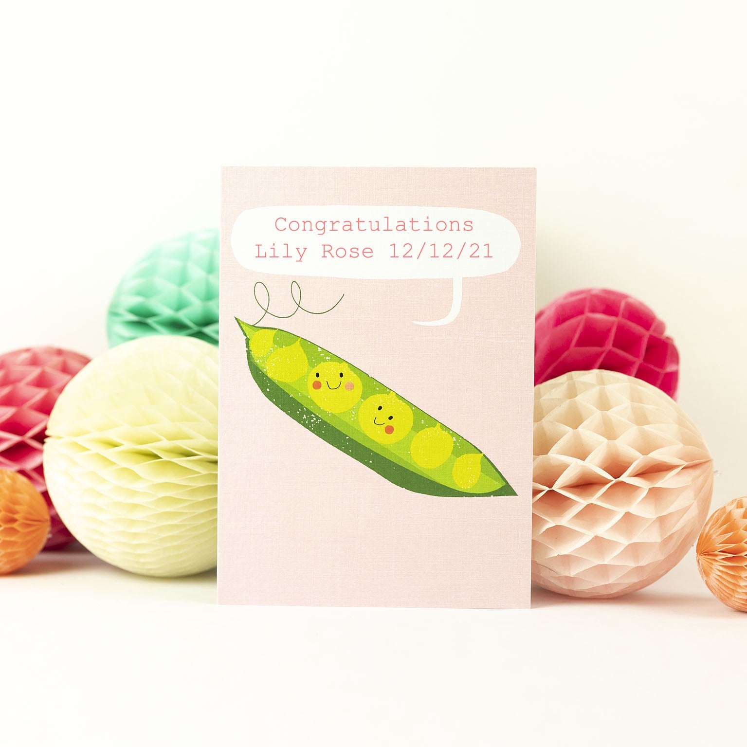 PL24 personalised pink peas card