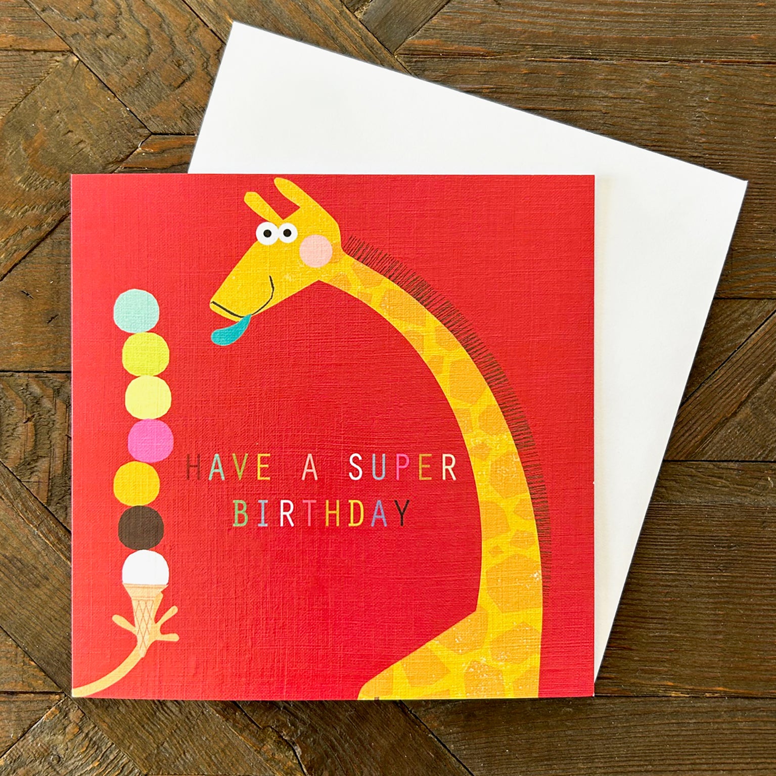 RB01 giraffe ice cream birthday card