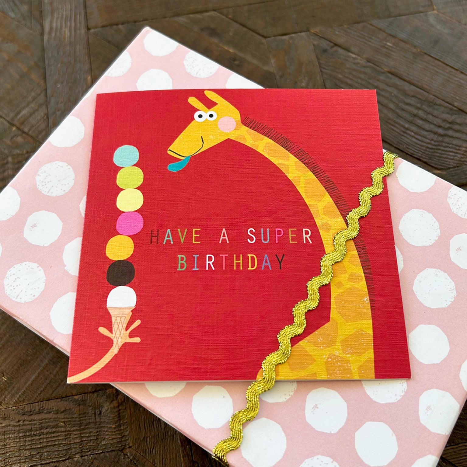 RB01 giraffe ice cream birthday card