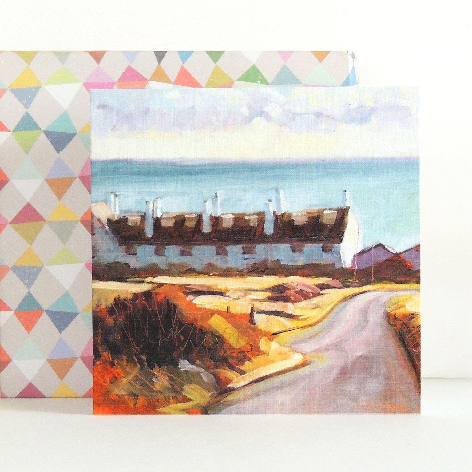 SF03 coast guard cottages, Dorset greetings card