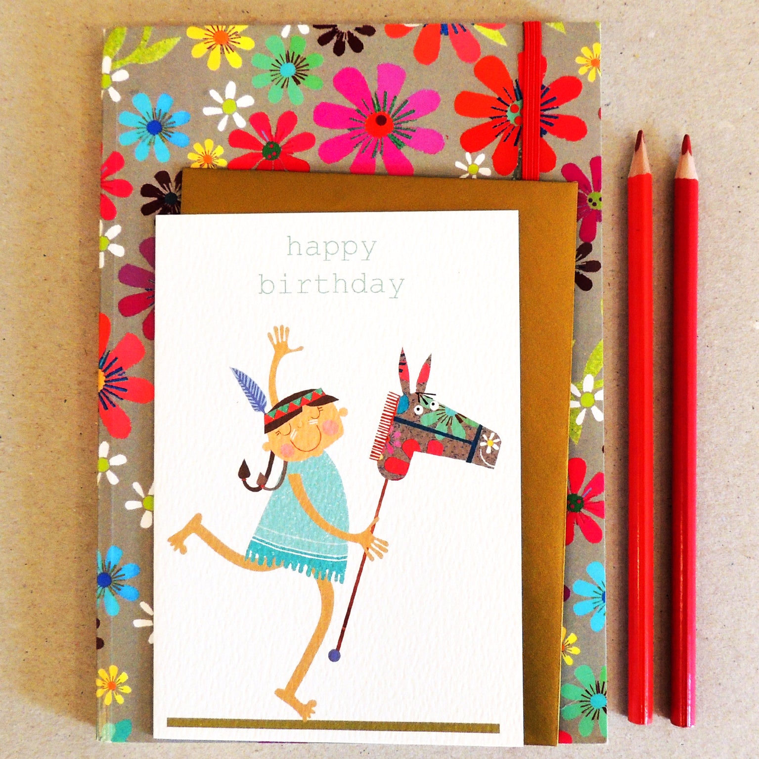 TB11 red indian happy birthday card