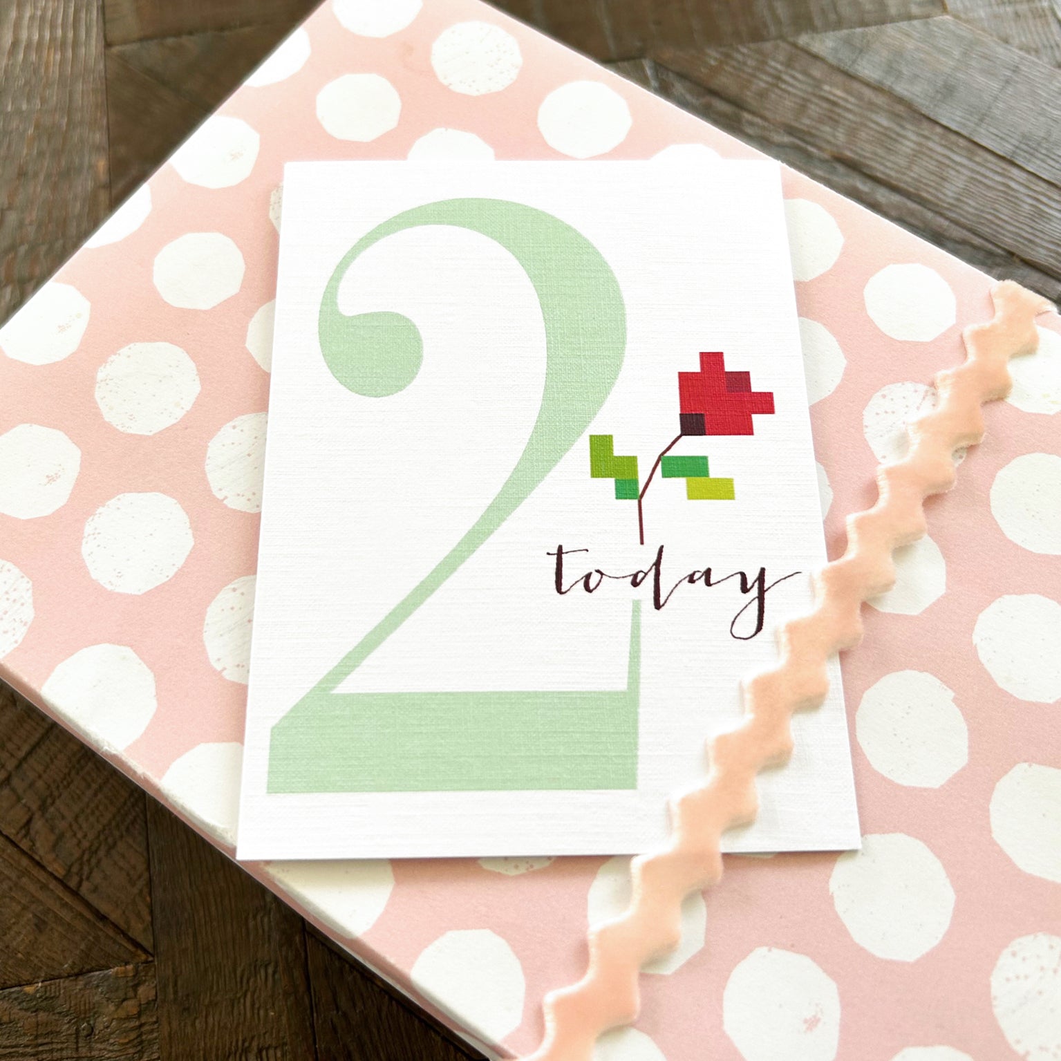 TCS02 mini cross stitch 2nd birthday card