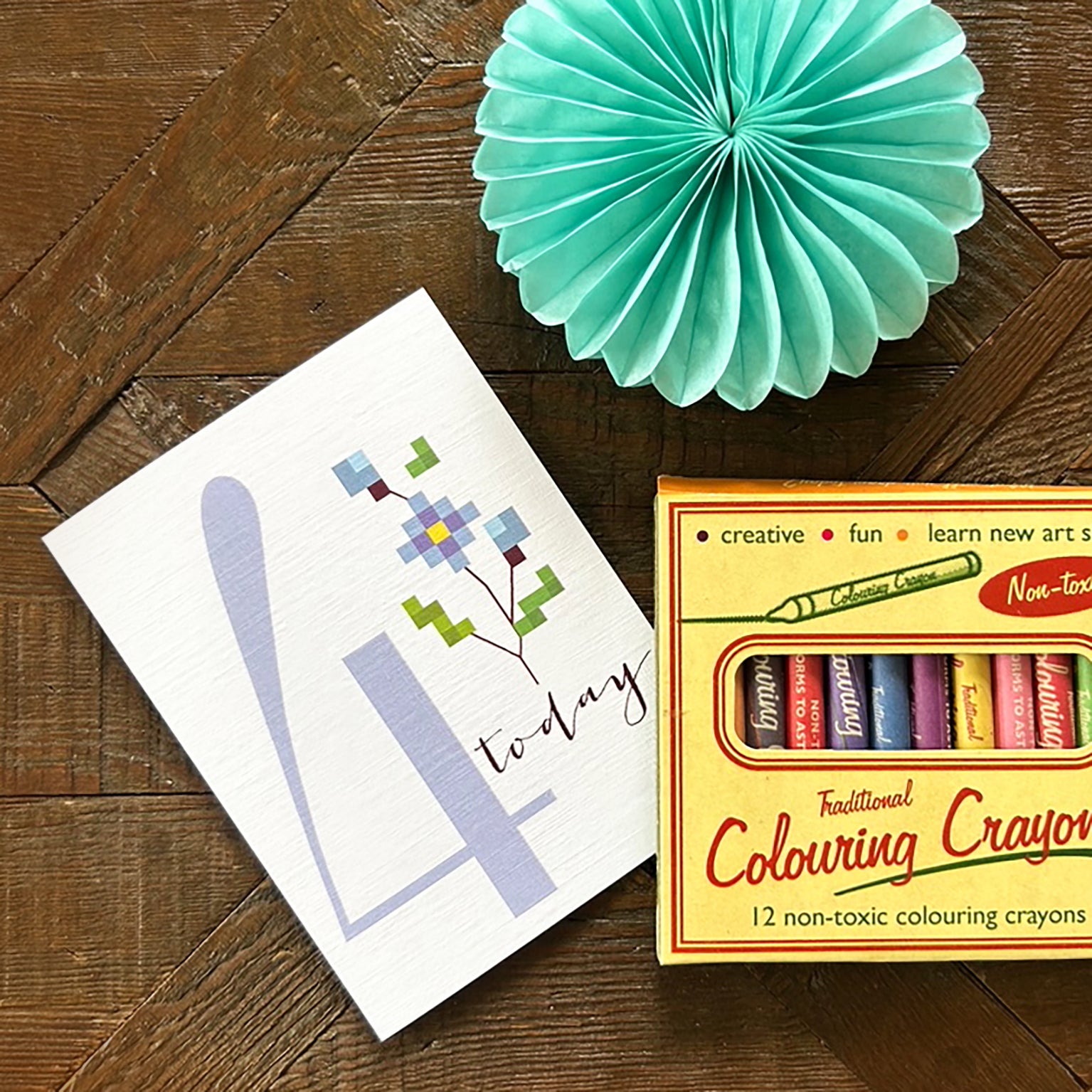 TCS04 mini cross stitch 4th birthday card