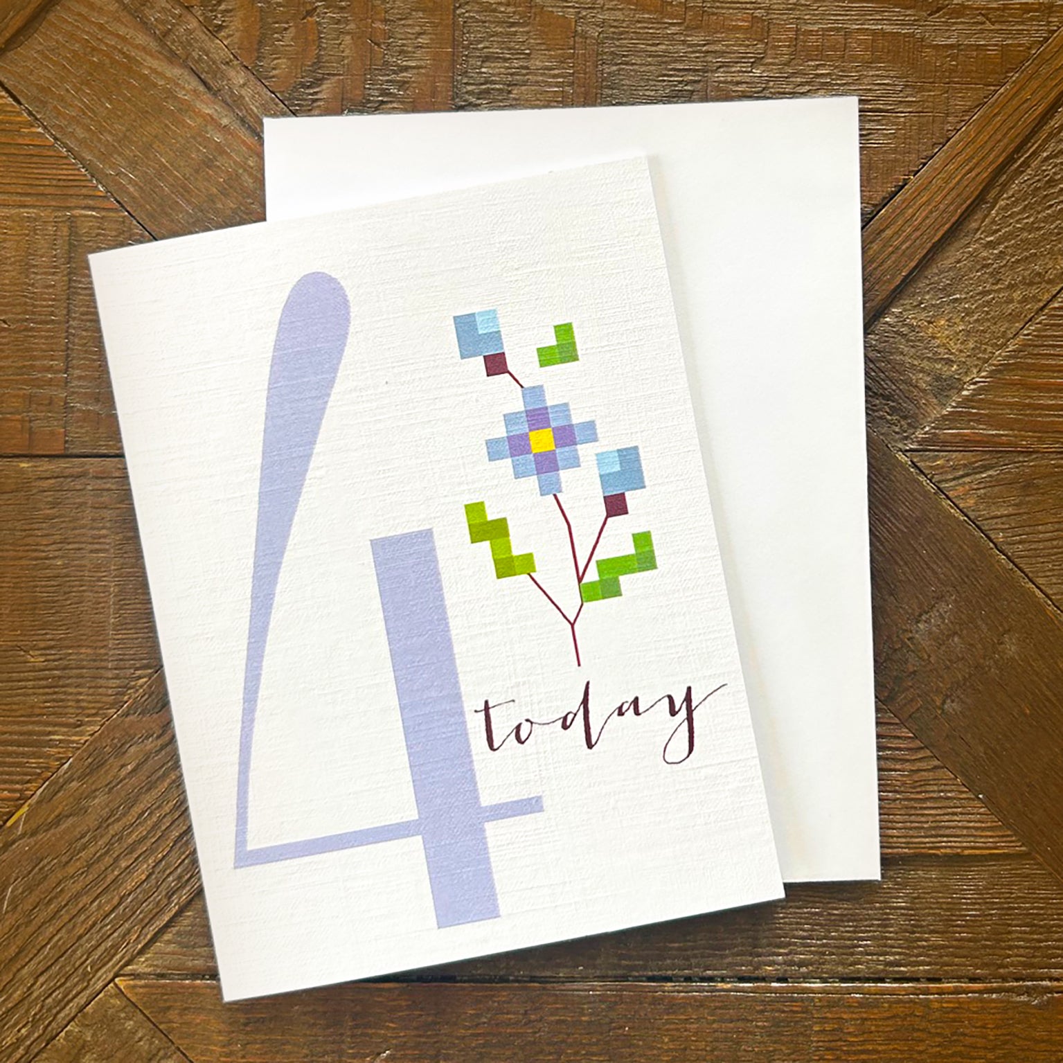 TCS04 mini cross stitch 4th birthday card