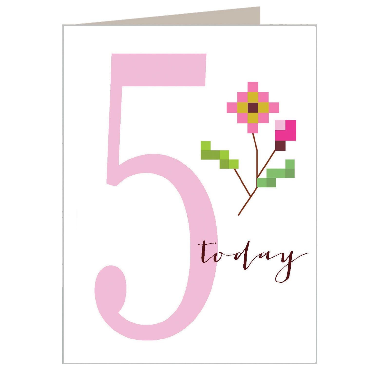 TCS05 mini cross stitch 5th birthday card