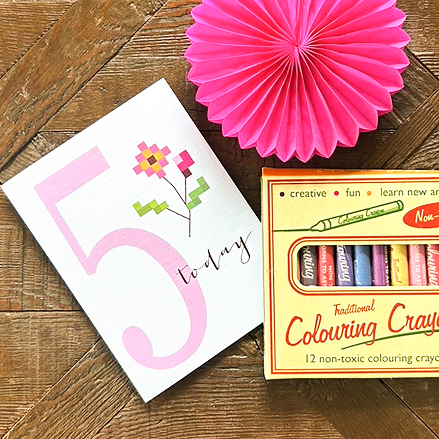 TCS05 mini cross stitch 5th birthday card