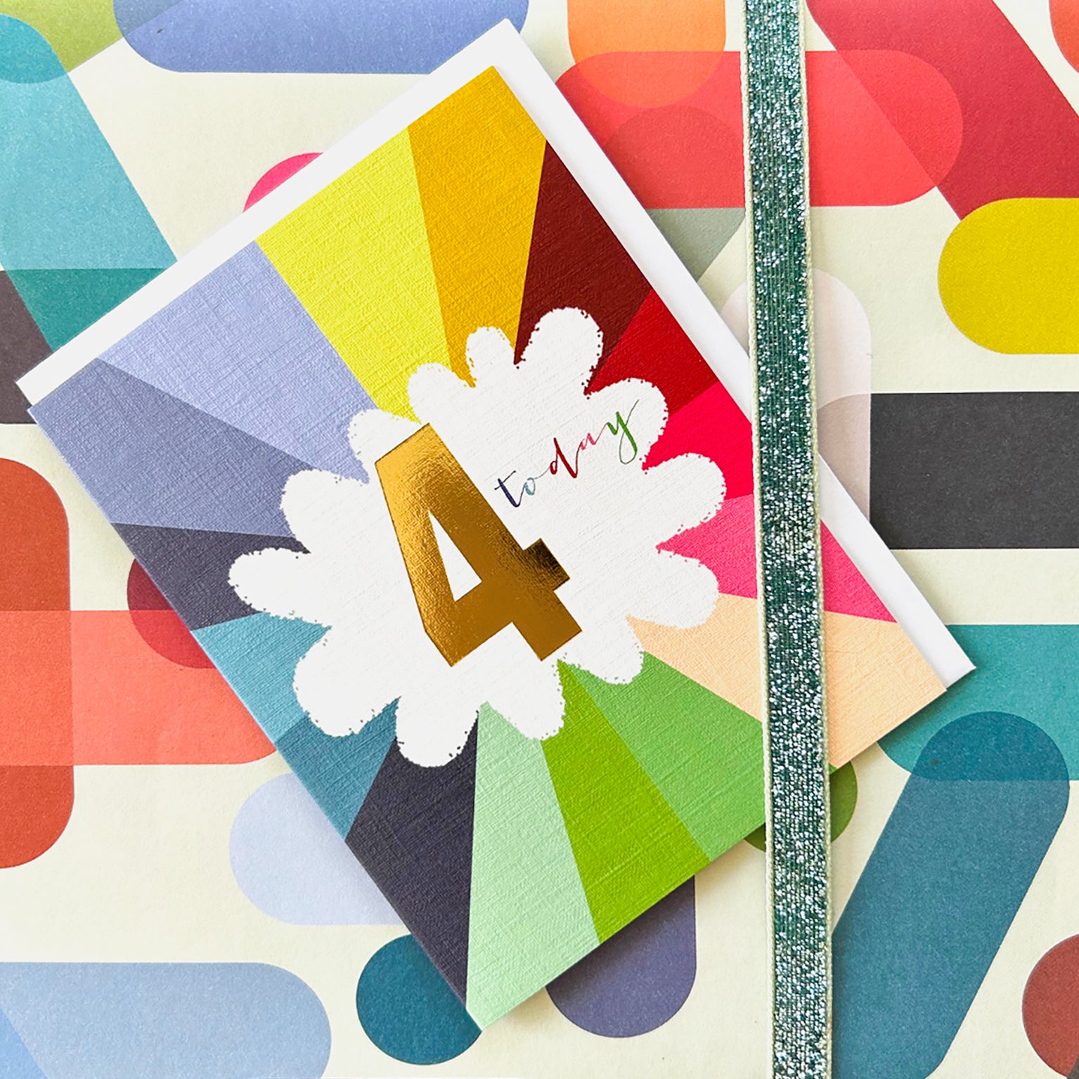 TGC04 mini gold foiled 4th birthday card