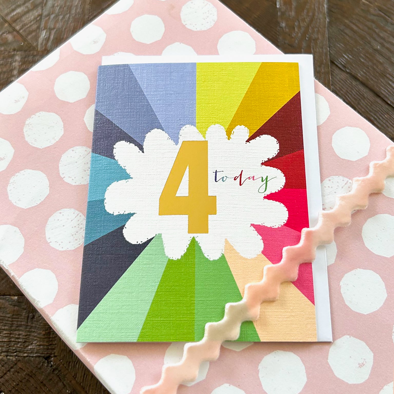 TGC04 mini gold foiled 4th birthday card