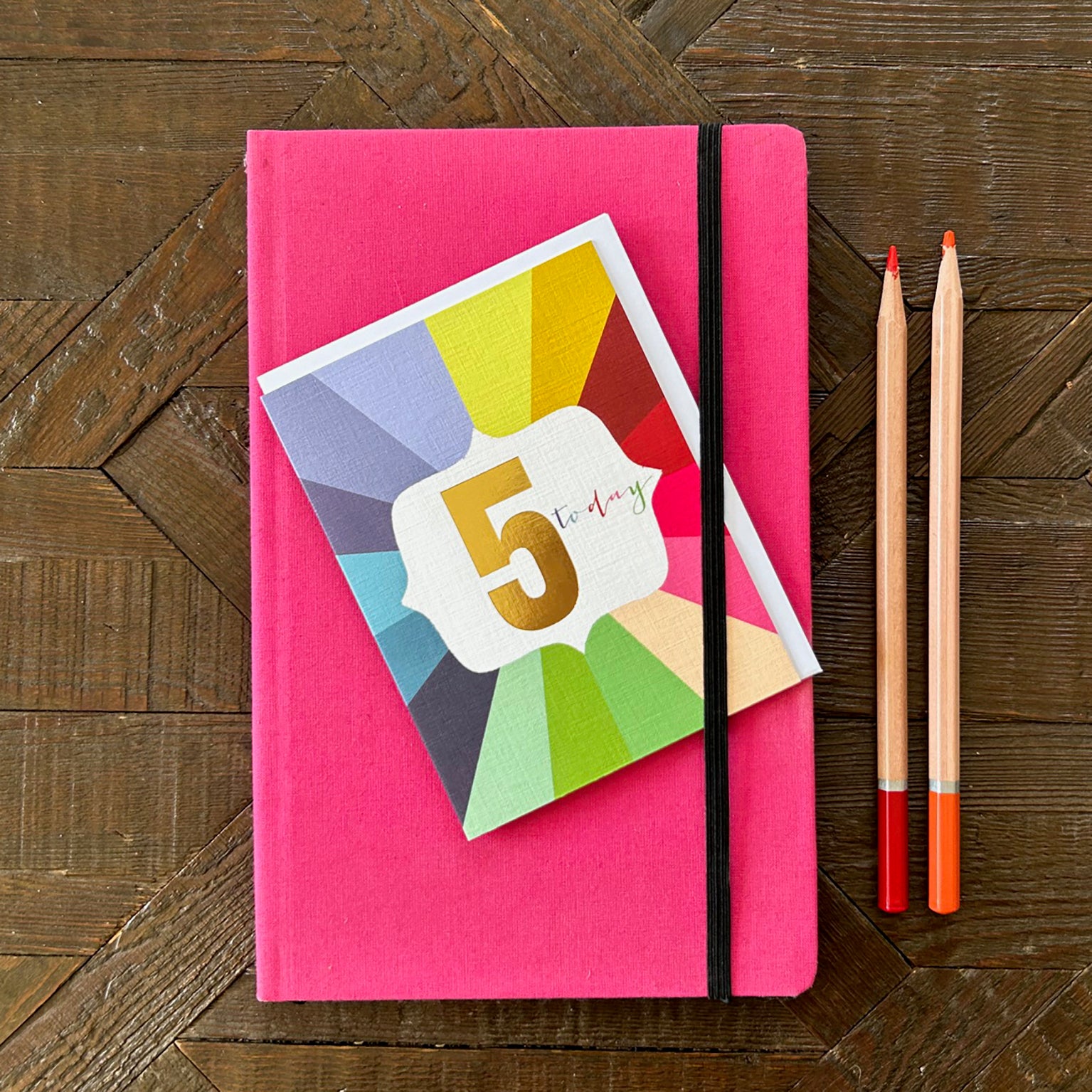 TGC05 mini gold foiled 5th birthday card