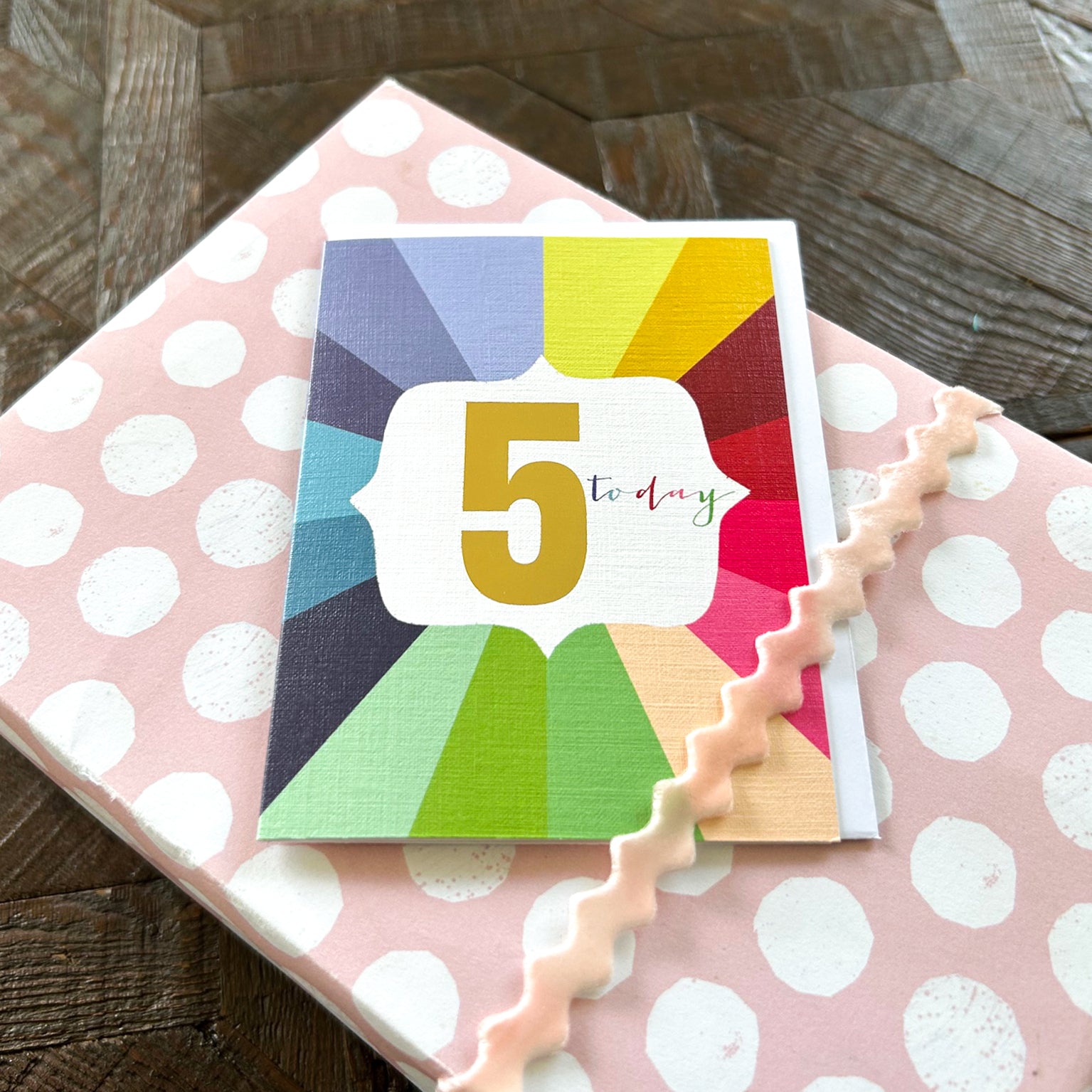 TGC05 mini gold foiled 5th birthday card