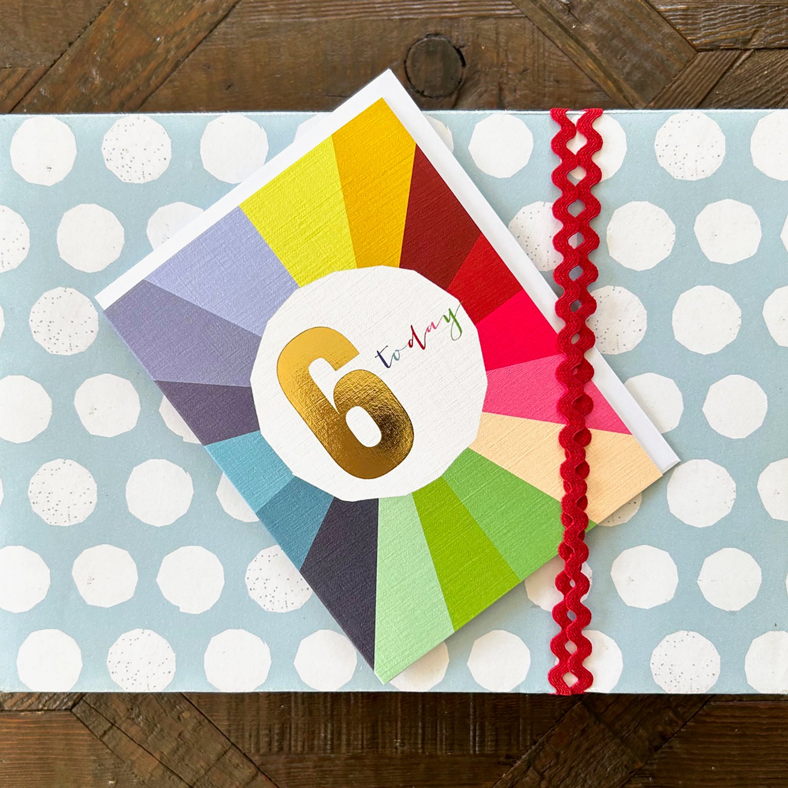 TGC06 mini gold foiled 6th birthday card