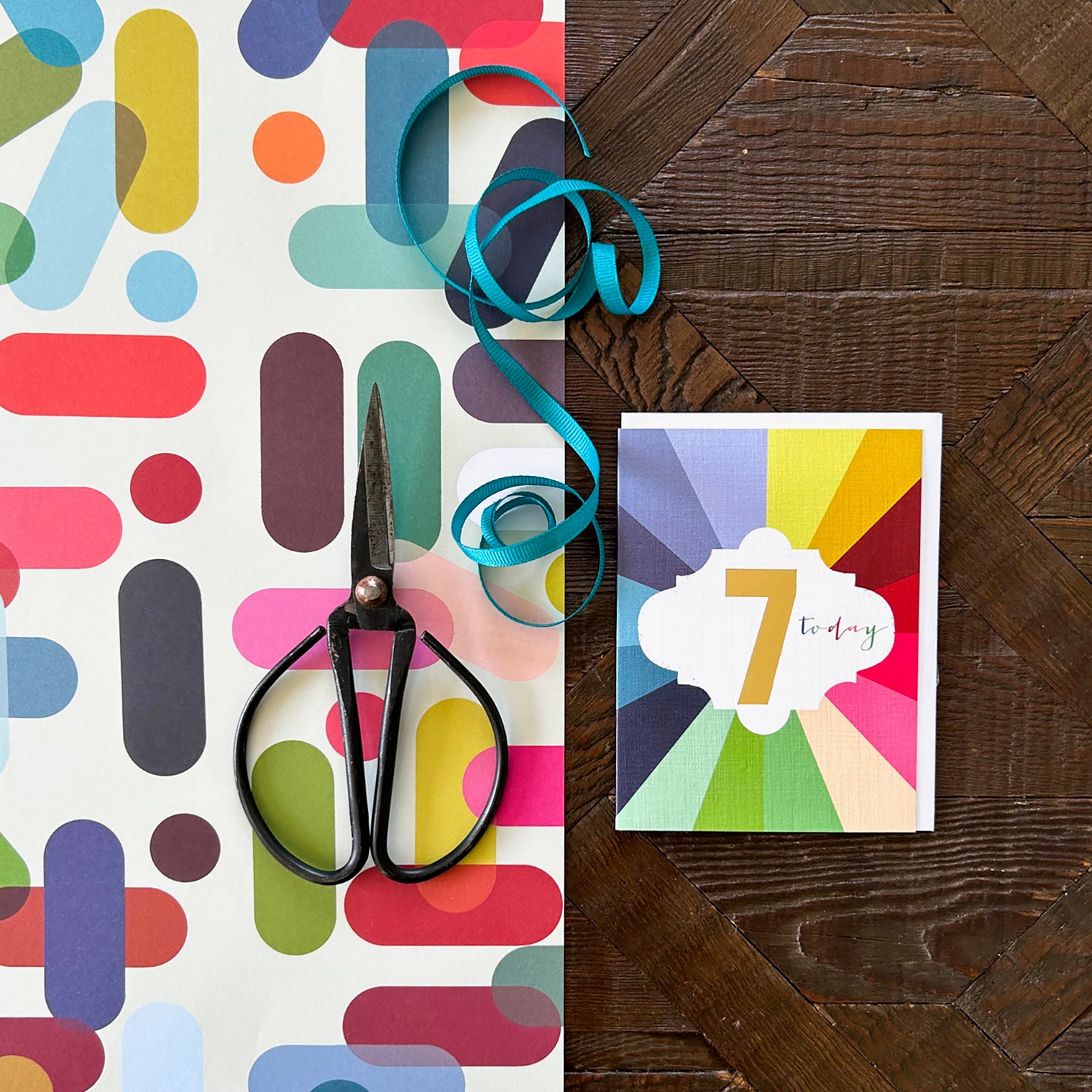 TGC07 mini gold foiled 7th birthday card