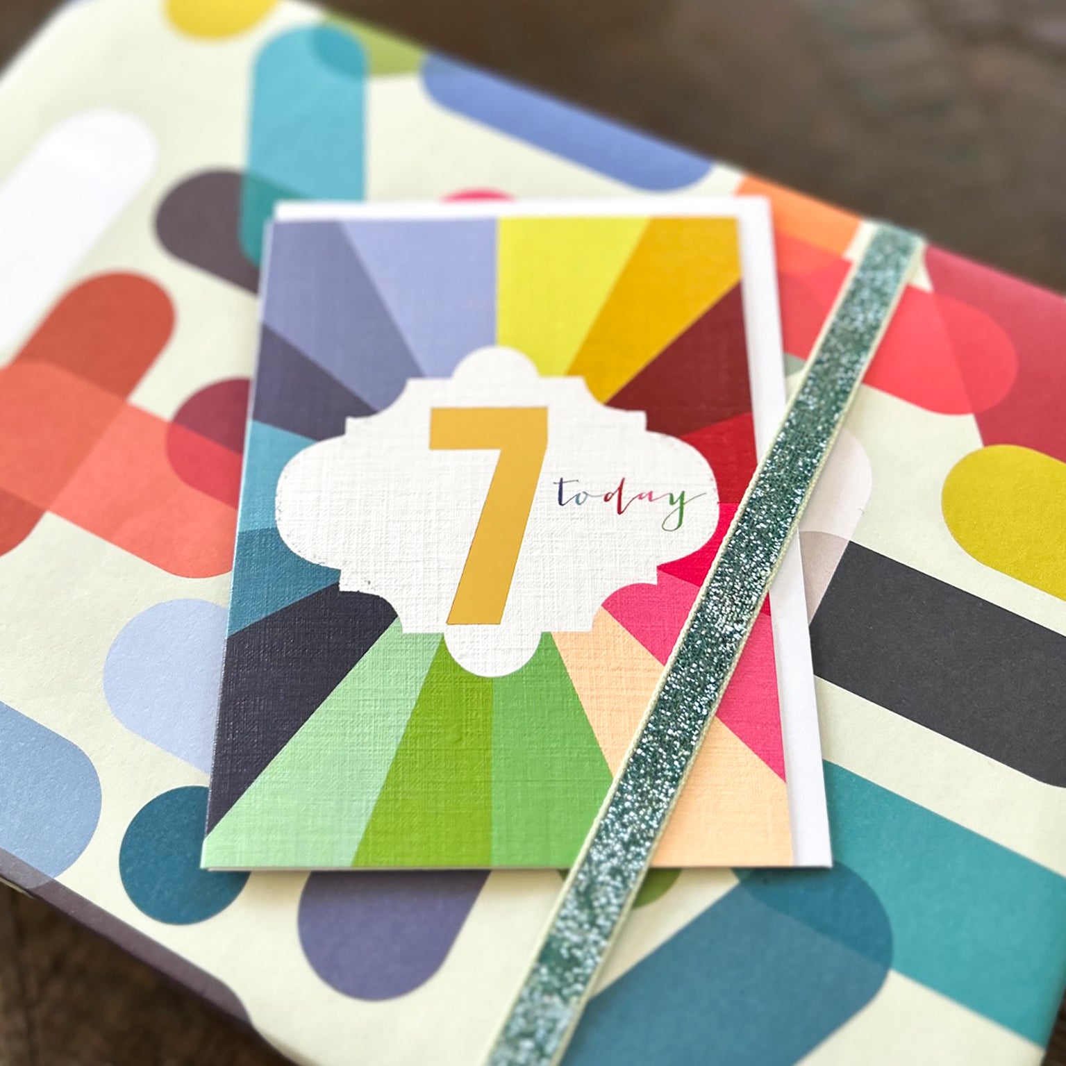 TGC07 mini gold foiled 7th birthday card