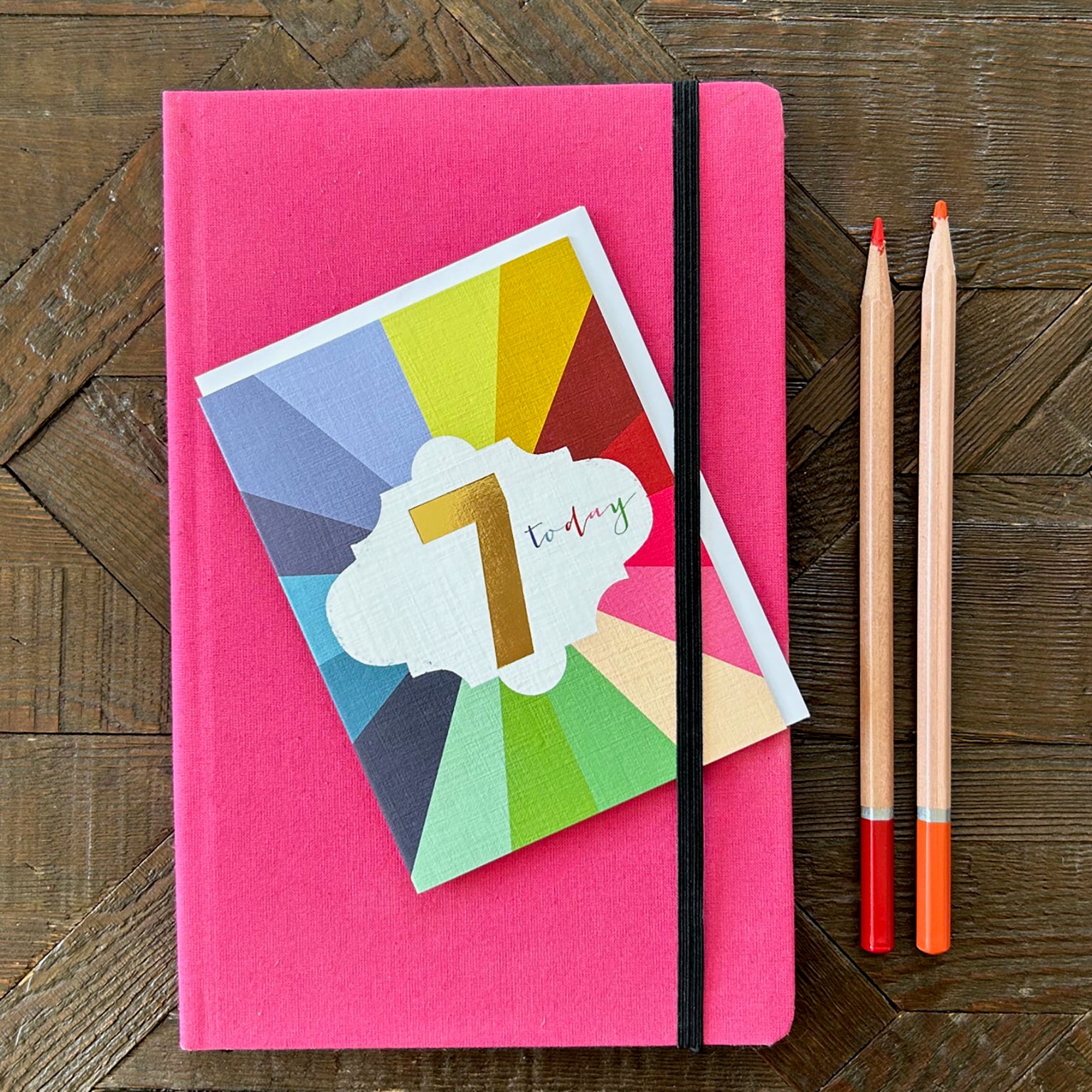 TGC07 mini gold foiled 7th birthday card