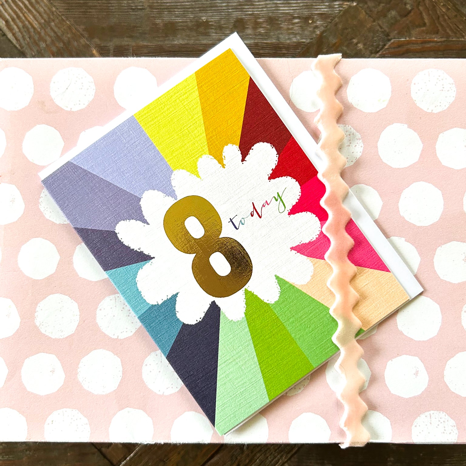 TGC08 mini gold foiled 8th birthday card