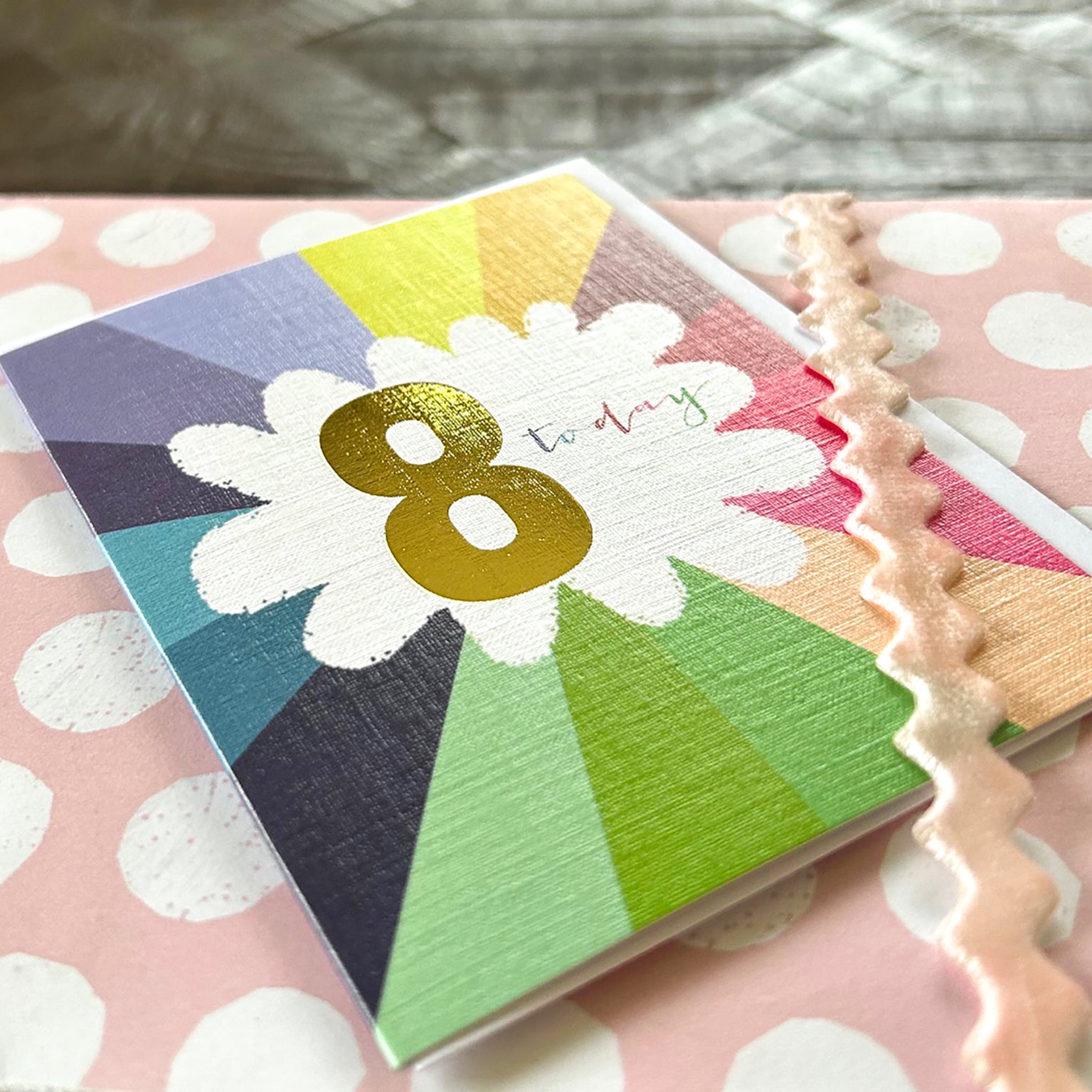 TGC08 mini gold foiled 8th birthday card