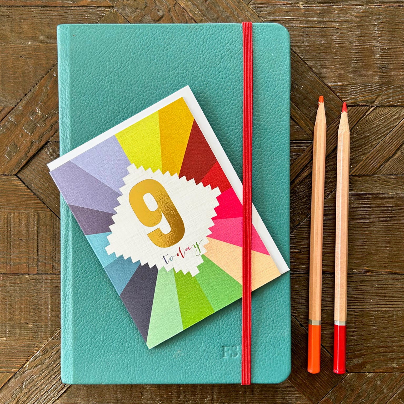 TGC09 mini gold foiled 9th birthday card