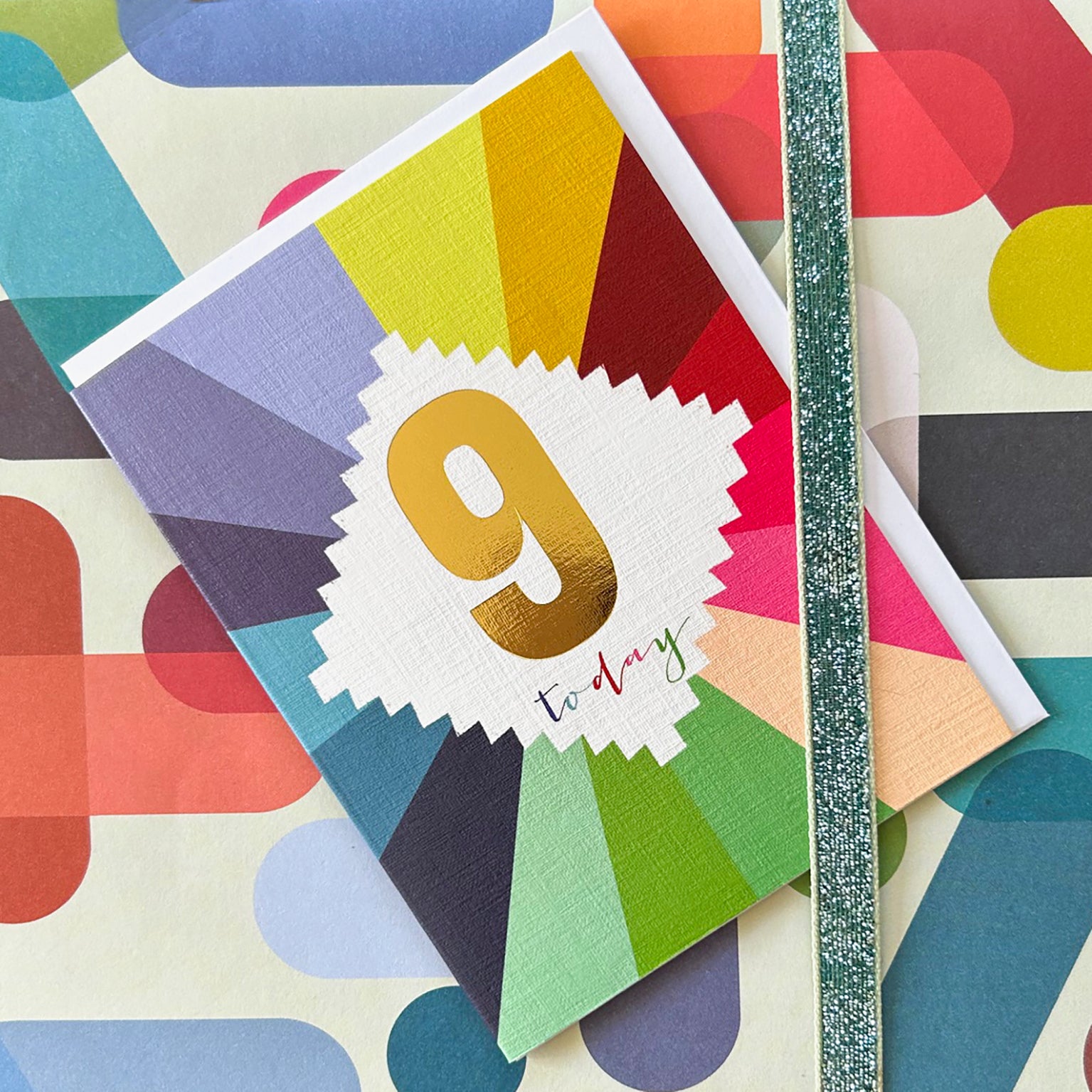 TGC09 mini gold foiled 9th birthday card