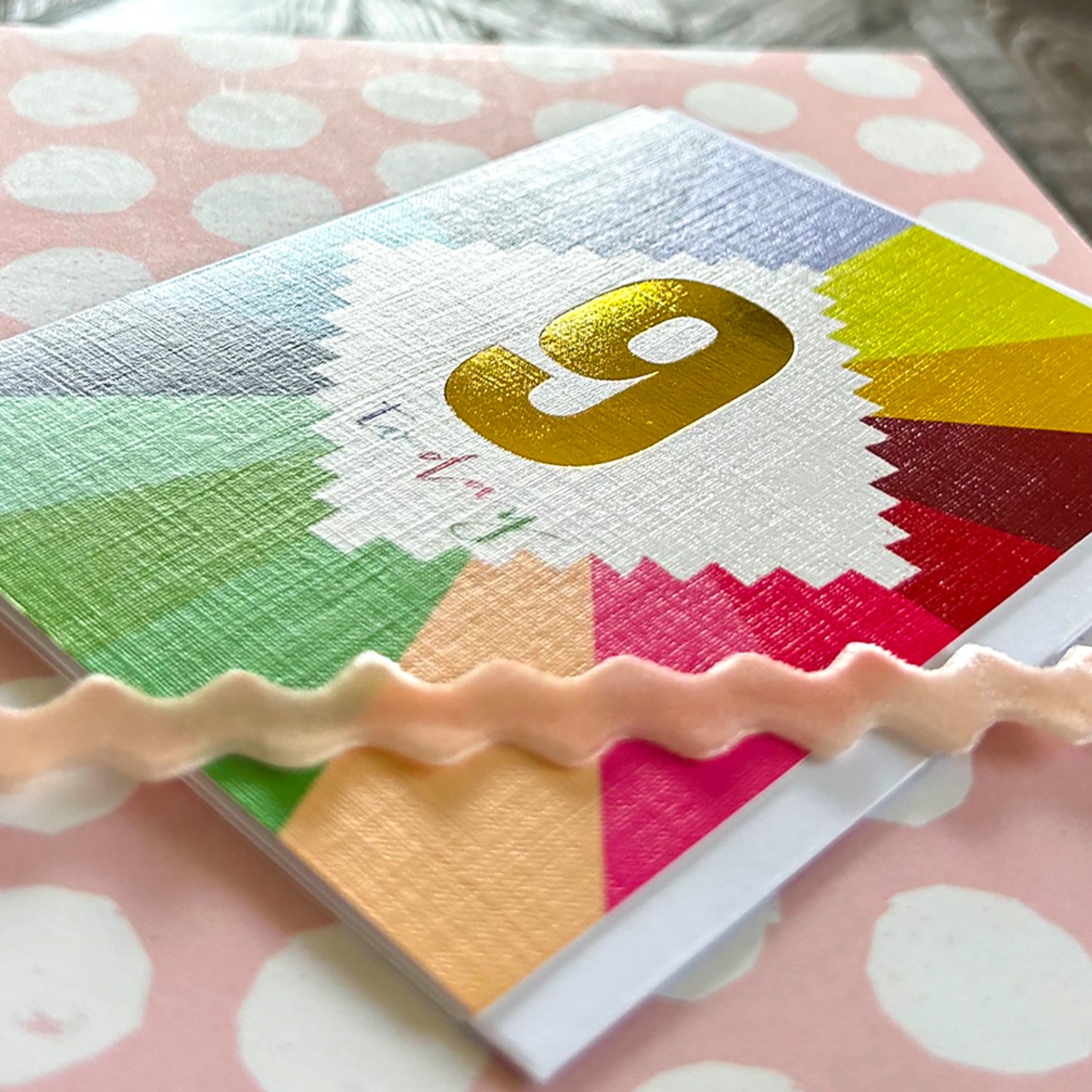 TGC09 mini gold foiled 9th birthday card